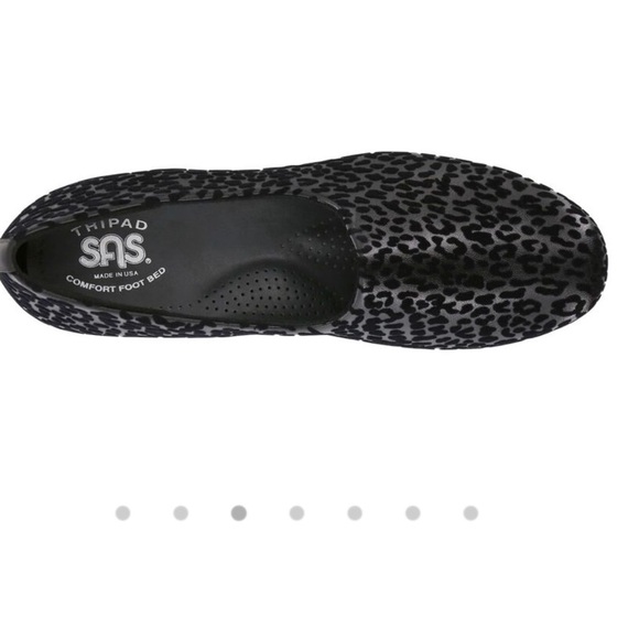 SAS Bliss Wedge Velvet Black Leopard Print Slip-On Shoes 9W - Picture 3 of 14
